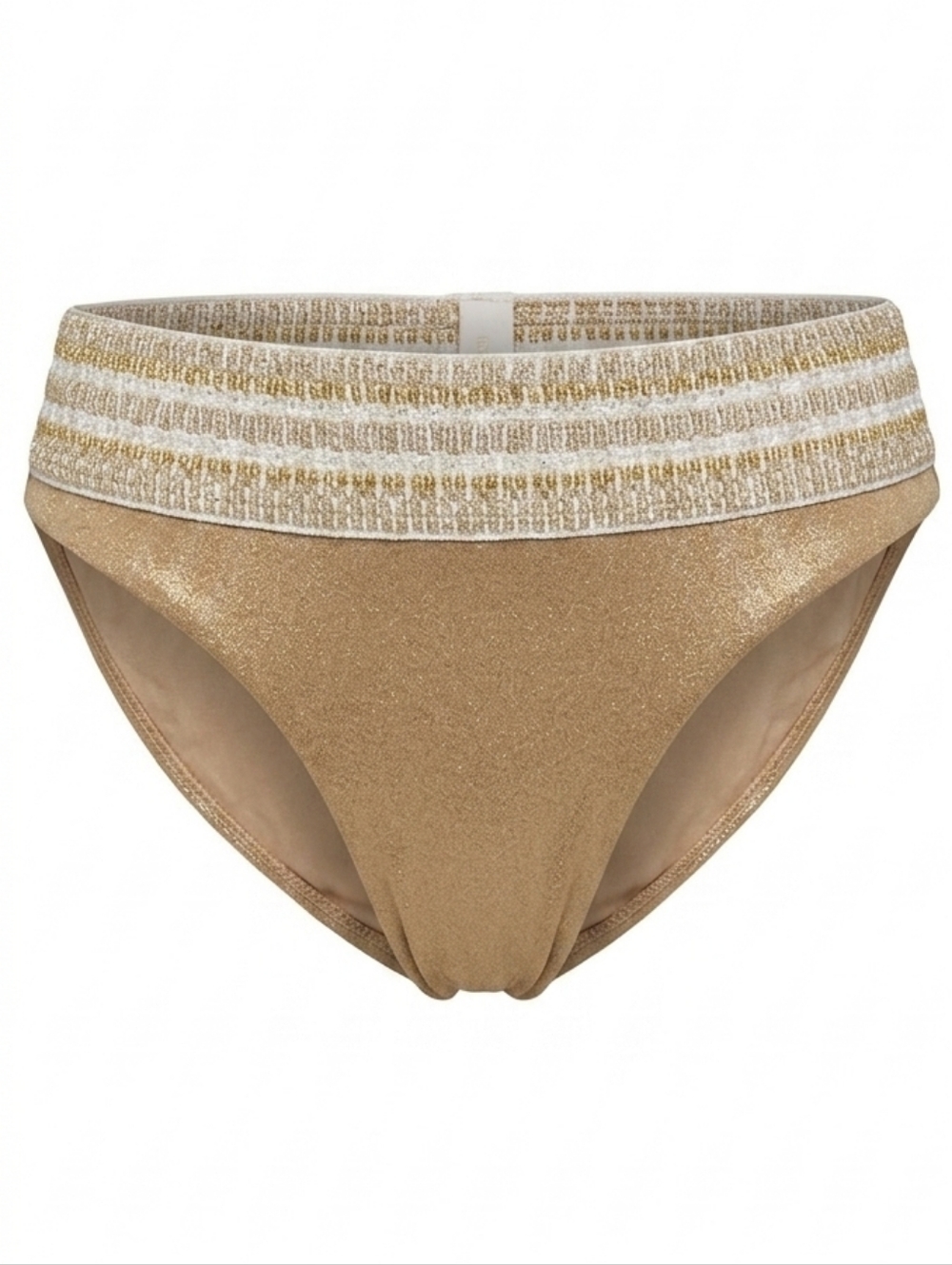 NWT Peixoto Zoni Gold Shimmer Bikini Bottoms XS Metallic Embroidered Resortwear